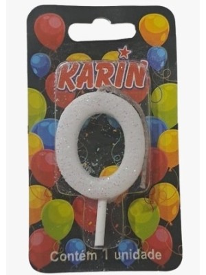 VELA DE ANIVERSARIO N.0 BRANCA C/ GLITTER UN. KARIN