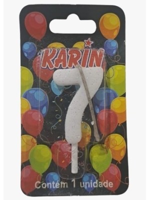 VELA DE ANIVERSARIO N.7 BRANCA C/ GLITTER UN. KARIN