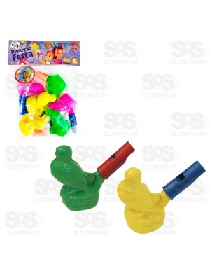 Canário D’Água Apito de Pássaro com Água, 6 Unidades, +3 Anos, Plástico Atóxico