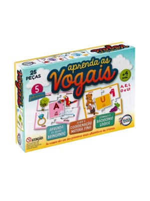 Jogo Educativo Aprenda as Vogais  Quebra-Cabeça 25 Peças