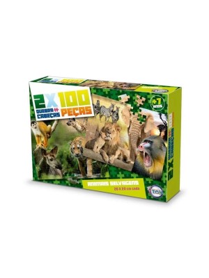 Jogo Quebra Cabeca Infantil Puzzle Animais Selvagens com 200 Peças