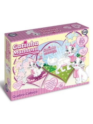 Jogo Quebra Cabeça Gatinha Manhosa Puzzle Infantil 80 Peças 