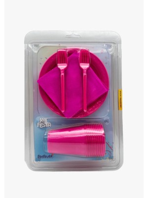 KIT FESTA DESCARTÁVEL REDONDO PINK C/40PCS UN. FORFEST