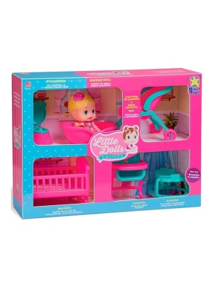 Boneca Little Dolls Diver Toys Casinha Com 6 Brinquedos