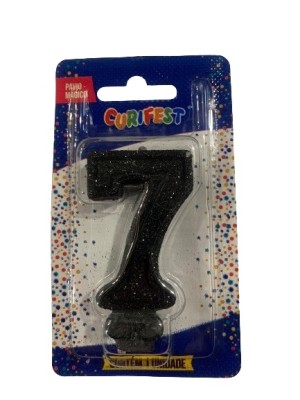 VELA SUPER NUMERO SIMPLES PRETO N 7 - (1737) UN. CURIFEST