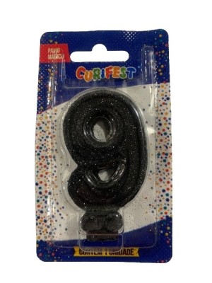 VELA SUPER NUMERO SIMPLES PRETO N 9 - (1739) UN. CURIFEST