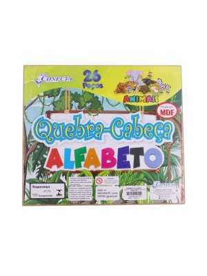 QUEBRA-CABEÇA MDF C/26PCS ALFABETO ANIMAIS UN. CONECTA BRASIL