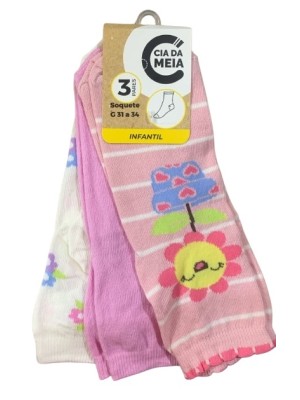 MEIA SOQUETE INFANTIL 3PARES 31-34 UN. CIA DA MEIA