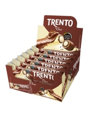 Chocolate Wafer Trento Duo Sabor Chocolate e Baunilha  464g - 16un com 29G Cada