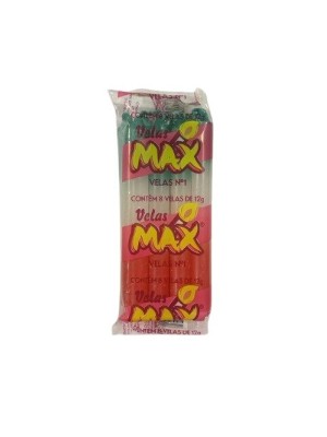 VELA N 1 VERDE-BRANCA-VERMELHA 8PCS 12G UN. VELAS MAX