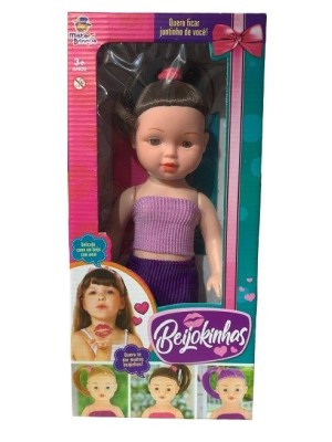 BONECA BEIJOKINHAS MORENA TOP 17X8X26CM UN. MISTER BRINQUE