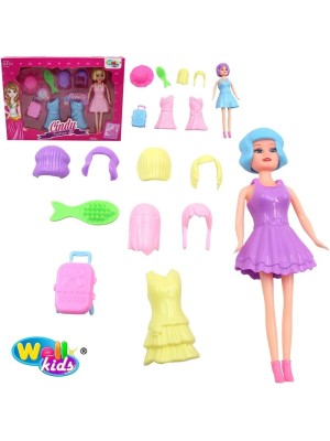BONECA CINDY FASHION C/ ACESSORIO 11 PCS UN. WELLMIX