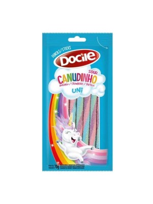 BALA REGALIZ CANUDINHO COLOR MORANGO UNI 70G UN. DOCILE