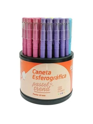 CANETA ESF. PASTEL DISPLAY C/50PCS UN. TREND 1.0 SORTIDAS
