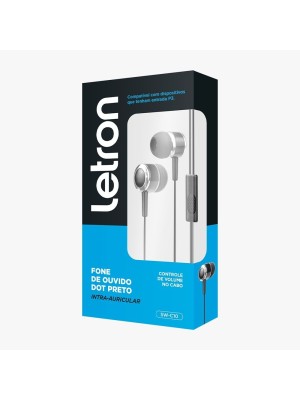 FONE DE OUVIDO DOT PRETO INTRA-AURICULAR C/FIO E MICROFONE LETRON UN.