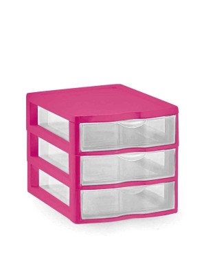 GAVETEIRO C/3PCS ROSA 21X18X17,3CM UN.