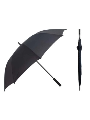 Guarda Chuva Grande Cabo Reto em Madeira Preto 150cm Aste Dupla