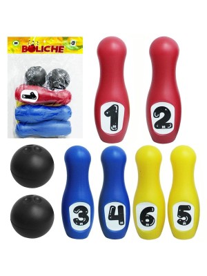 BOLICHE C/6 PINOS E 2 BOLAS UN.