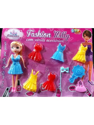 BONECA MILLY 18CM KIT C/9PCS UN.