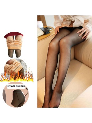 MEIA CALCA TRANSLUCIDAS PELUCIADA DE POLIESTER FEMININO ADULTO UN.