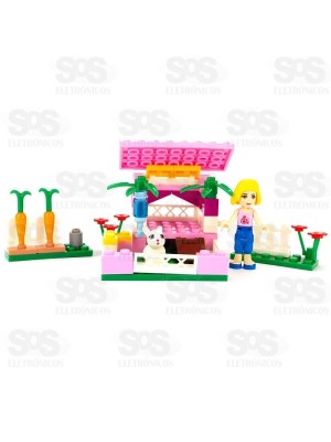 Blocos de Montar Menina Rosa Castelo Carruagem Cafeteria Trenzinho Jetsky Princesa Casa Barbi Poly