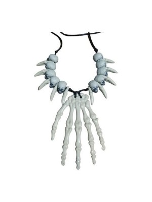 Colar Halloween Caveira com Pingente de Dente – Acessório de Fantasia Assustador para Adultos e Crianças