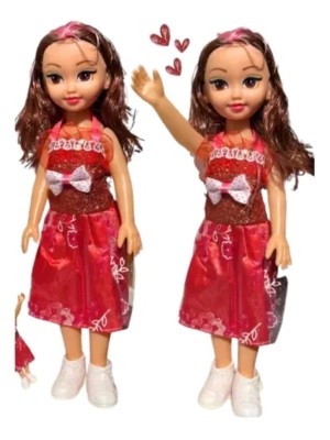 Boneca Cabelo Colorido Com Mecha Colorida