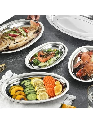 Travessa Oval Inox Funda para Porções Parmegiana Arroz Salada 24cm