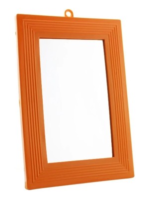 Espelho Retangular Com Moldura Plástica Laranja Uso Geral N° 16