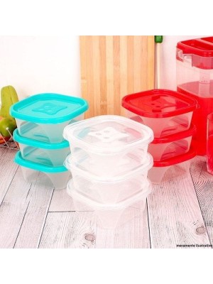 Conjunto 3 Potes Quadrados Com Tampa 550ml