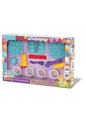 Divermassa Festa de Aniversario 4 Potes Massa + Forminhas