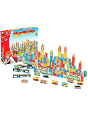 Blocos de Montar 120 Peças Em Madeira Construtor Pequeno Arquiteto Criatividade