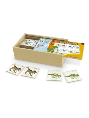 Jogo Da Memoria Dinos Animais em MDF com Estojo de Madeira
