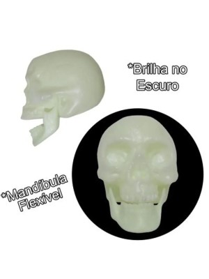 Cranio Plastico Neon Brilha no Escuro com 20cm