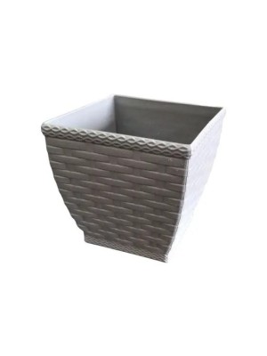 Vaso Cachepô Rattan Quadrado Branco 11x10,5cm – Elegância e Praticidade na Decoração