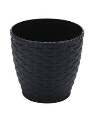 Vaso Rattan Redondo M2 750ml Preto – Decoração Sofisticada para Casa e Jardim