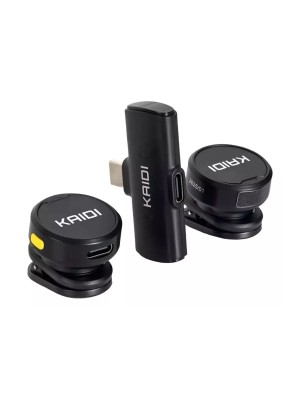 Microfone de Lapela Sem Fio Duplo Kaidi KMF4-A Lightning para iPhone e iPad com Cancelamento de Ruído e Alta Qualidade de Áudio