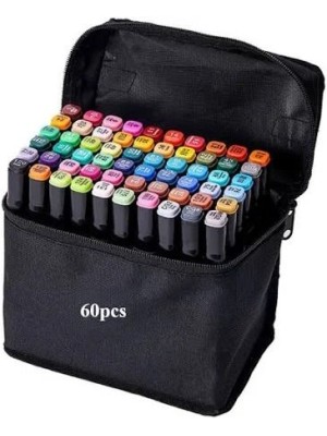 Kit Caneta Touch 60 Cores Twin Marker Ponta Dupla Yins Paper com Case para Desenho, Lettering e Ilustração