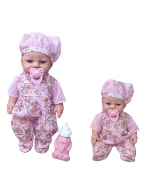 Boneca Bebê Meu Pijaminha Milk 32cm com Mamadeira e Chupeta Infantil