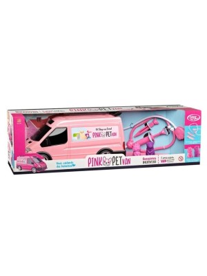 Brinquedo Pink Pet Van Veículo Infantil Rosa com Mini Pets Brincadeira Criativa Educativa para Crianças
