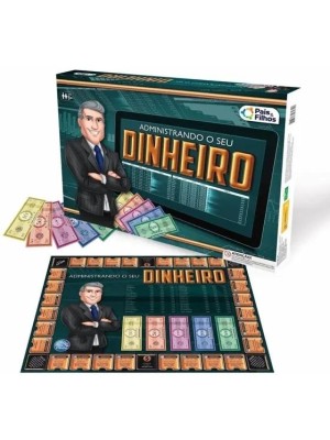 Jogo Administrando o Seu Dinheiro Pais & Filhos – Tabuleiro Educativo de Educação Financeira com Roleta, Dado, Fichas e Dinheiro de Brincar