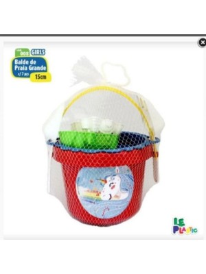 Balde de Praia Grande Heróis Girls com Acessórios Infantil – Balde, Pá, Rastelo e Forminhas para Brincar na Areia