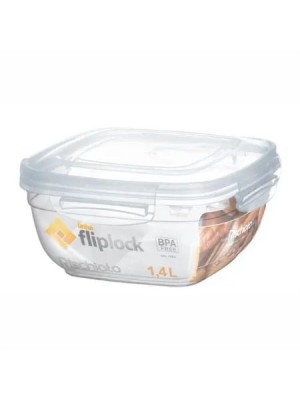 Pote Quadrado Fliplock 1,4 L com Tampa Trava – Livre de BPA, Ideal para Micro-ondas, Freezer e Organização de Cozinha