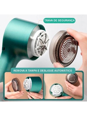 Papa Bolinha Recarregável com Depósito Plástico + Cabo USB - Removedor de Bolinhas de Roupas Tecidos e Estofados Portátil