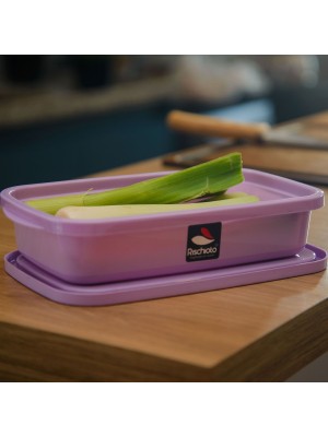 Pote Retangular Volare 820ml Color com Tampa Plástica Marmita Freezer Micro-ondas Lava-louças Armazenar Alimentos