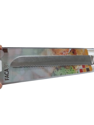 Faca de Pão 33cm Lâmina Serrilhada 1,8mm Inox Utensílio de Cozinha Resistente e Durável