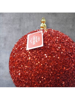 Bola de Natal 20cm com Flocos de Glitter Decorativa para Árvore, Guirlanda e Arranjos