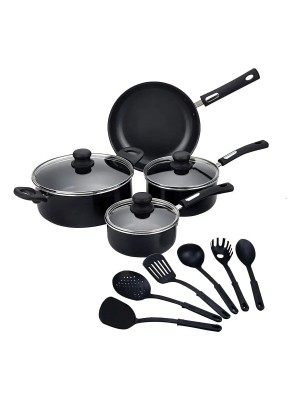 Jogo de Panelas 13 Peças Y888 com Revestimento Antiaderente e Tampas de Vidro para Cozinha Completa