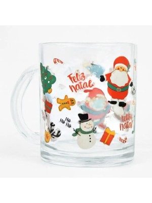 Caneca de Natal 320ml Personagem com Faixa Decorativa – Presente e Decoração Festiva
