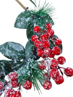 Guirlanda de Natal com Frutos 15cm Verde e Vermelha para Portas, Janelas e Decoração de Ambientes